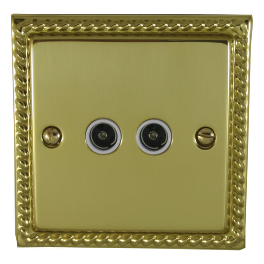 Georgian Polished Brass 2 Gang Coax Point