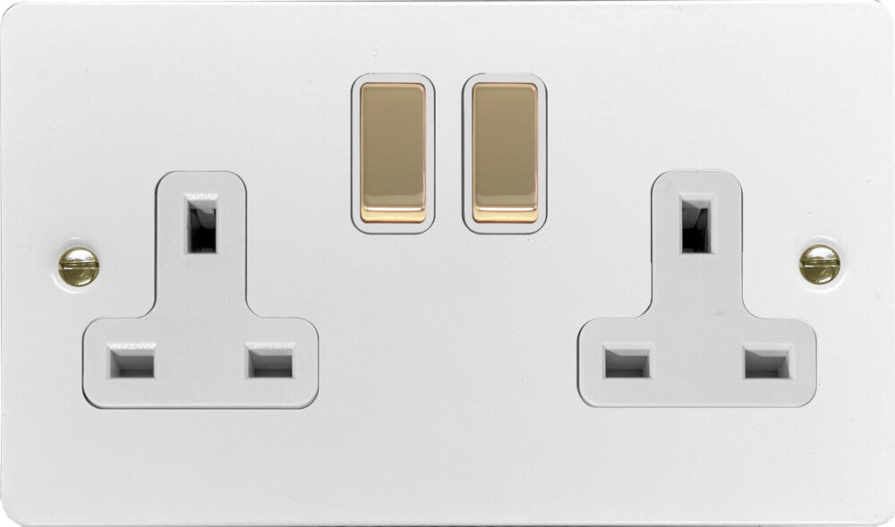 Flat White  2 Gang Socket