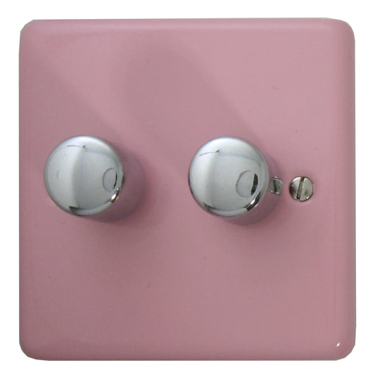 Contour Pink 2 Gang LED Dimmer - Contour range electrical dimmer