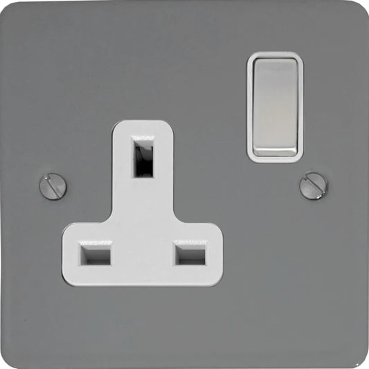 Flat Light Grey 1 Gang Switched Socket