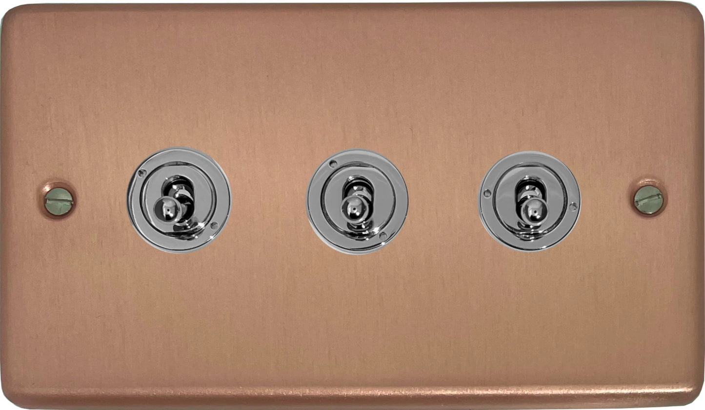 Contour Rose Gold 3 Gang Toggle Switch