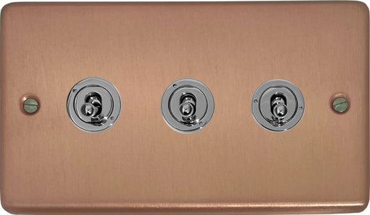 Contour Rose Gold 3 Gang Toggle Switch