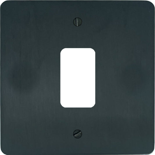 Flat Black Bronze 1 Gang Grid Plate