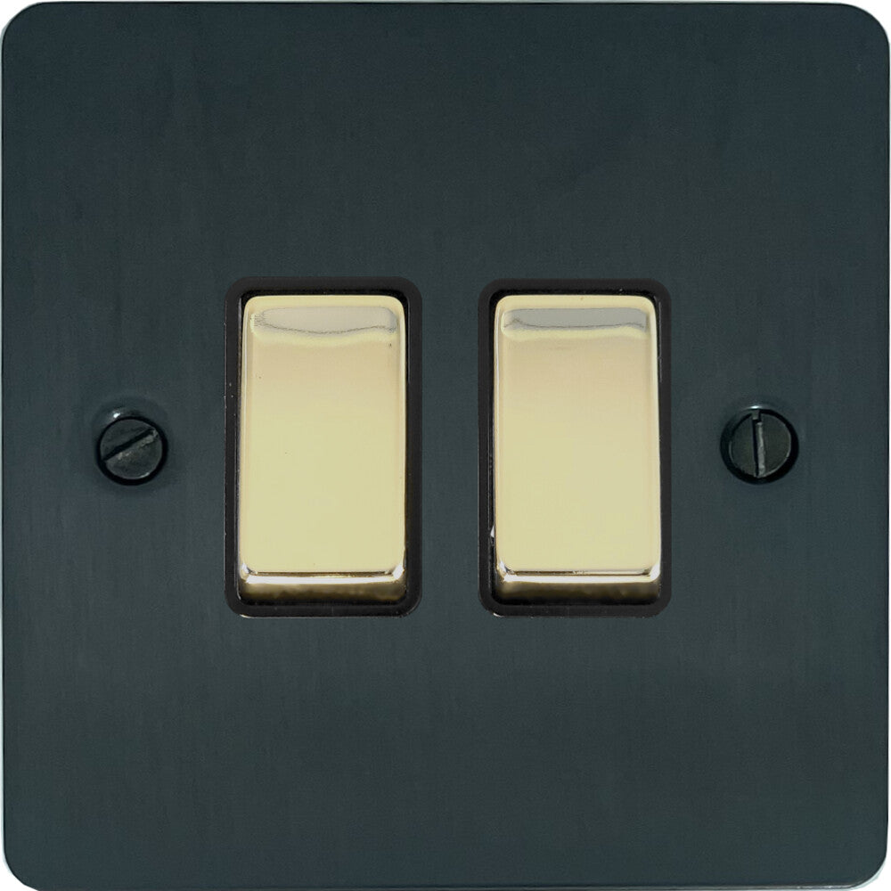 Flat Black Bronze 2 Gang Switch