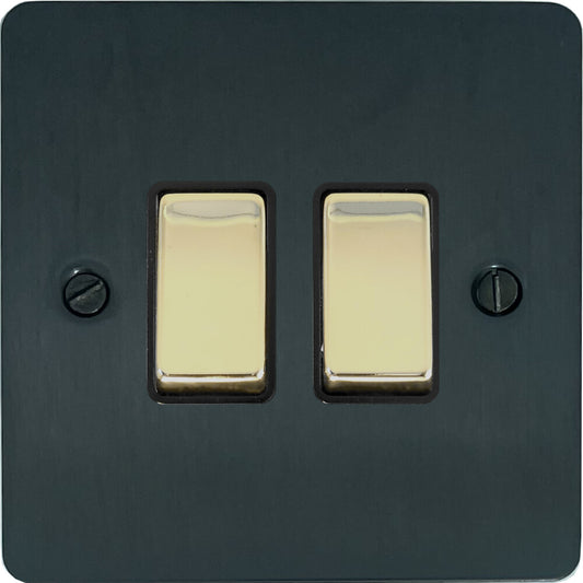 Flat Black Bronze 2 Gang Switch