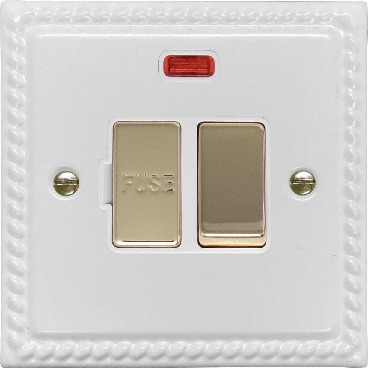 Georgian Flat White Switch Fused Spur & Neon