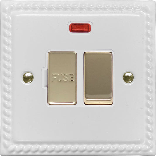 Georgian Flat White Switch Fused Spur & Neon