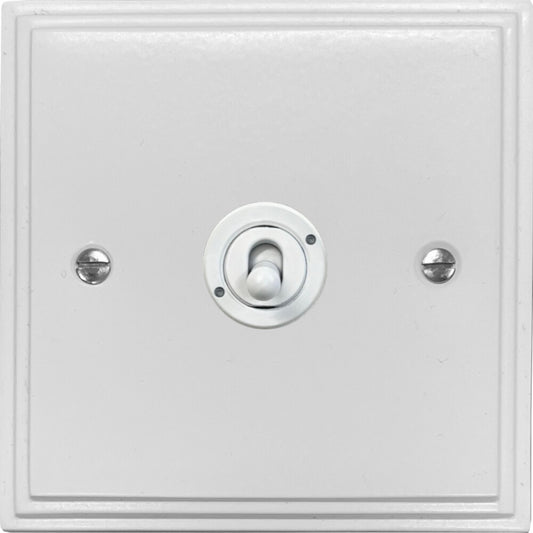 Victorian Flat White 1 Gang Intermediate Toggle Switch ( White Toggle)