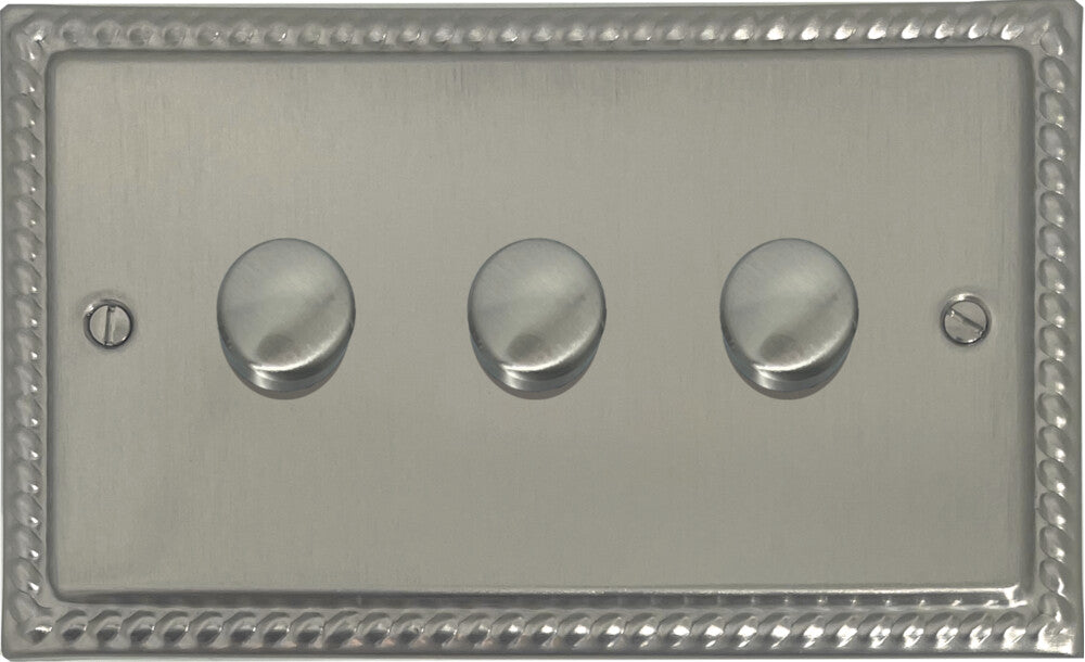 Georgian Satin Nickel 3 Gang LED Dimmer