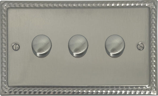Georgian Satin Nickel 3 Gang LED Dimmer
