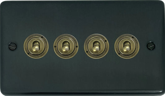 Contour Black Bronze 4 Gang 2 Way Toggle