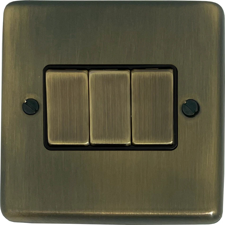 Contour Antique Brass 3 Gang Switch (Brass Switches)