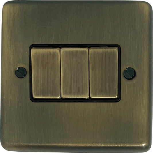 Contour Antique Brass 3 Gang Switch (Brass Switches)