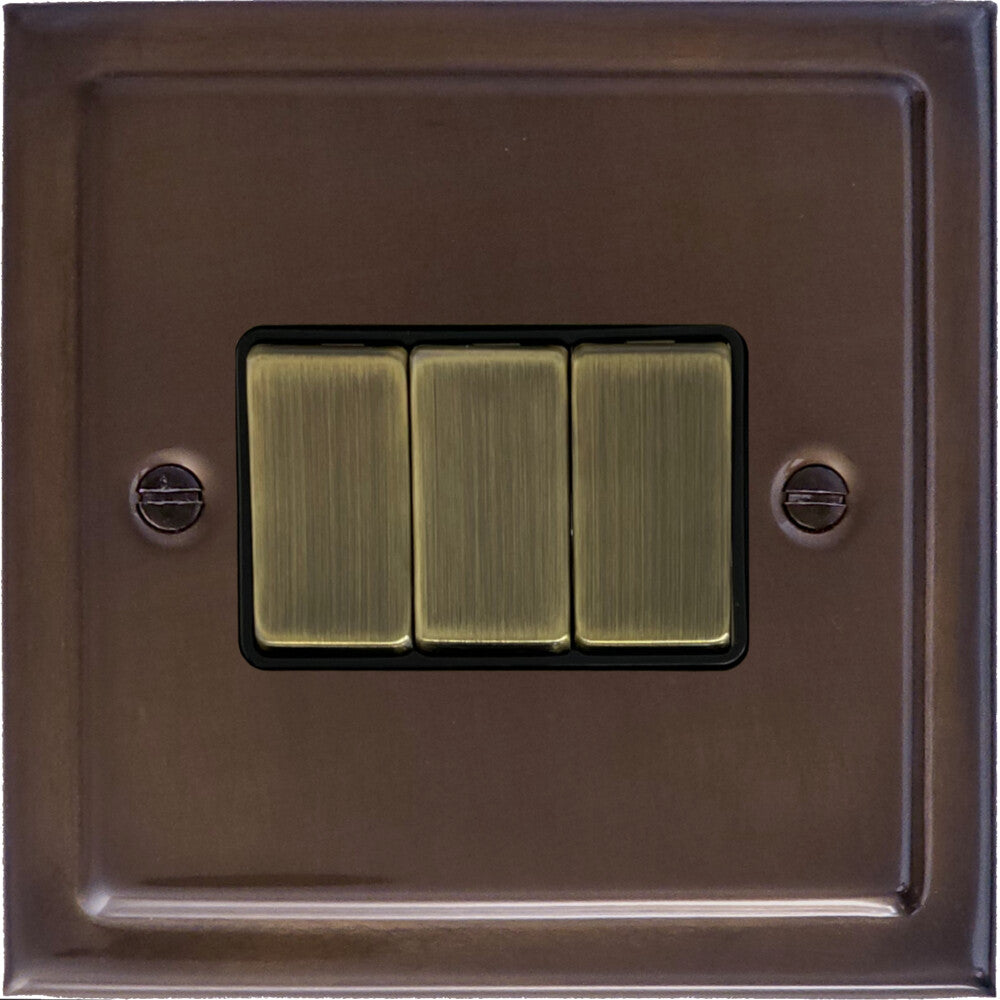 Victorian Medium Bronze 3 Gang Switch