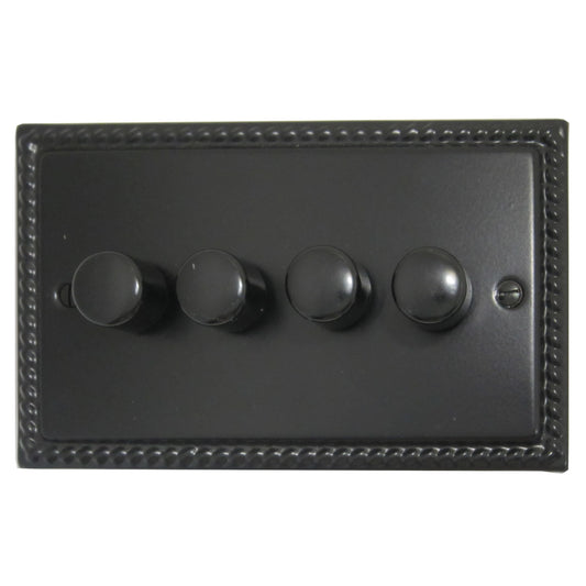 Georgian Flat Black 4 Gang LED Dimmer