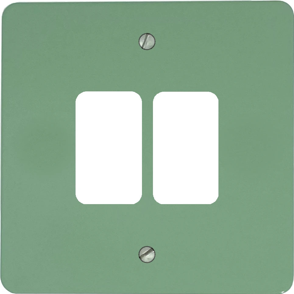 Flat Sage Green 2 Gang Grid Plate