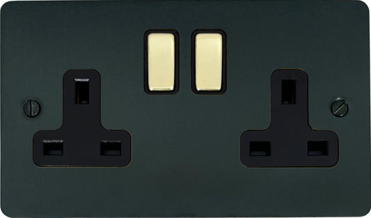 Flat  Black Bronze  2 Gang Socket