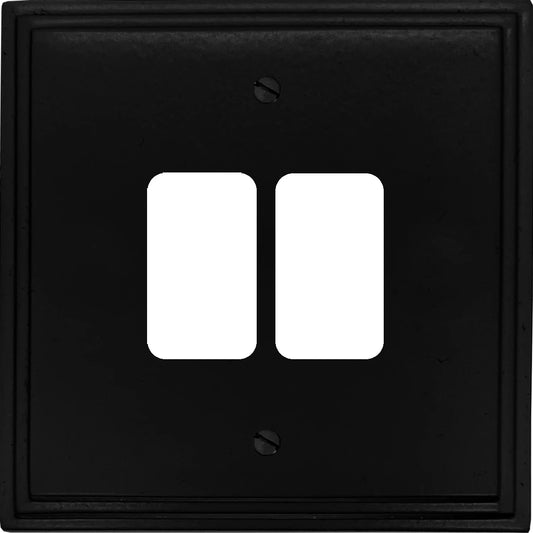 Victorian Flat Black 2 Gang Grid Plate