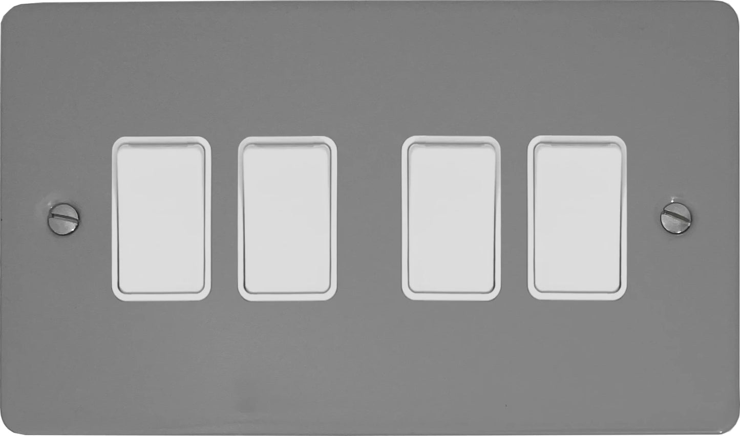 Flat Light Grey 4 Gang 2 Way Switch