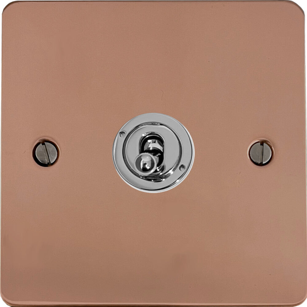 Flat Bright Copper 1 Gang Toggle (Polished Chrome Toggle)