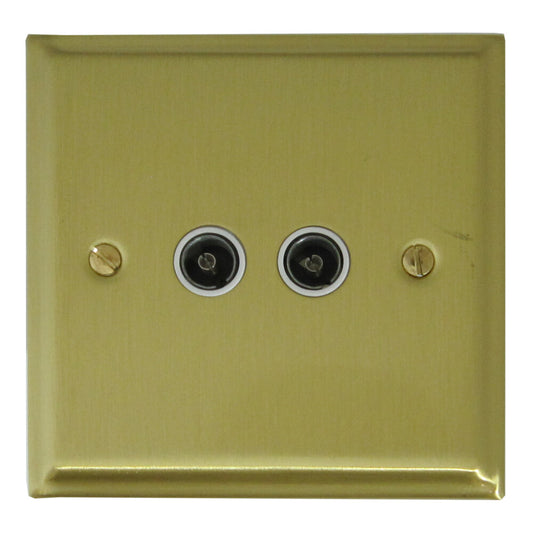 Deco Satin Brass 2 Gang Coax Point