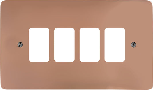 Flat Bright Copper 4 Gang Grid Plate