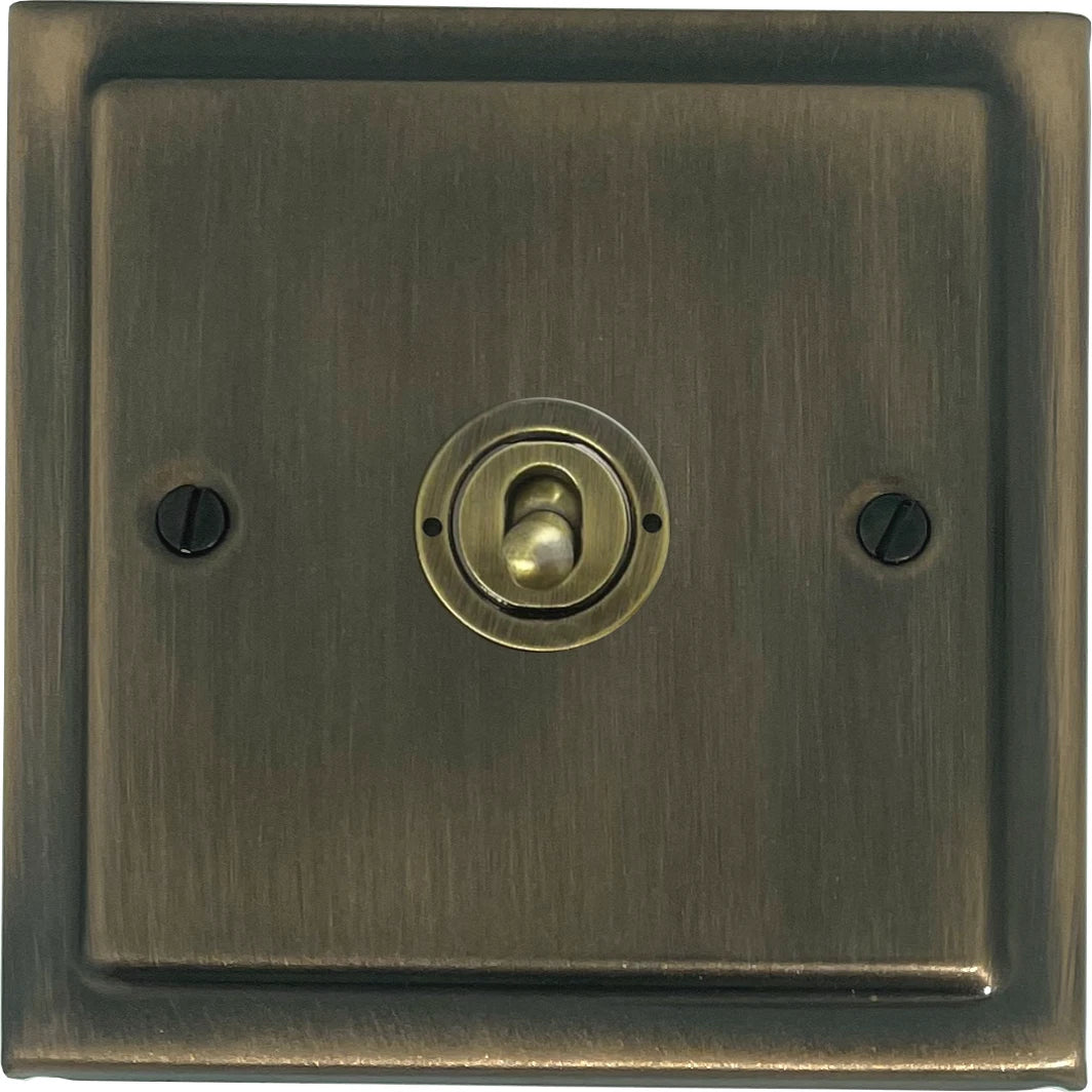 Victorian Antique Brass 1 Gang Toggle Switch - Victorian Cast range electrical switch