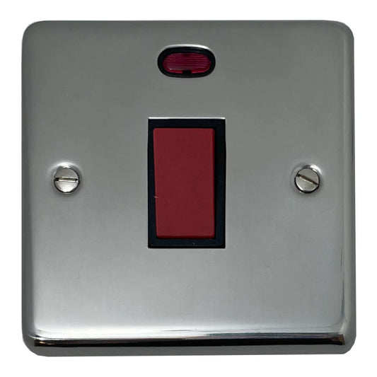 Contour Polished Steel 45 Amp Dp Switch & Neon