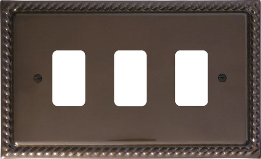 Georgian Medium Bronze 3 Gang Grid Plate