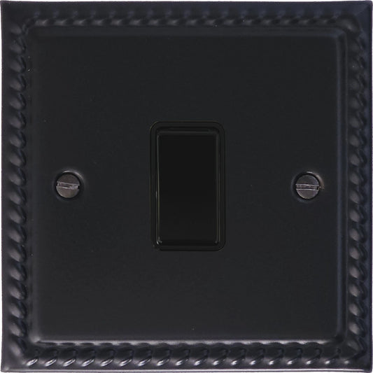 Georgian Flat Black 1 Gang Intermediate Switch (Black Switch)