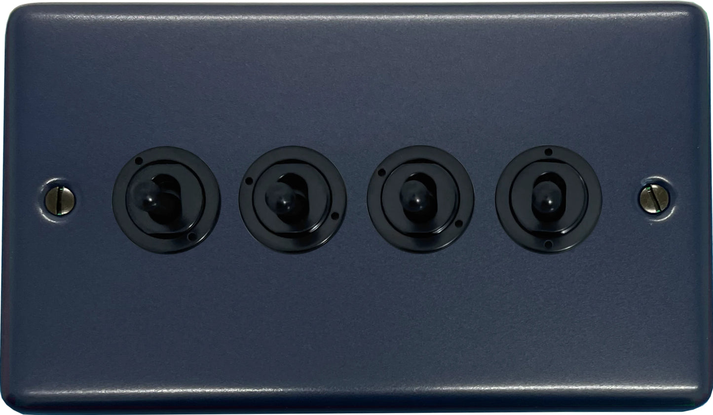 Contour Blue 4 Gang Toggle Switch (Flat Black Toggle)