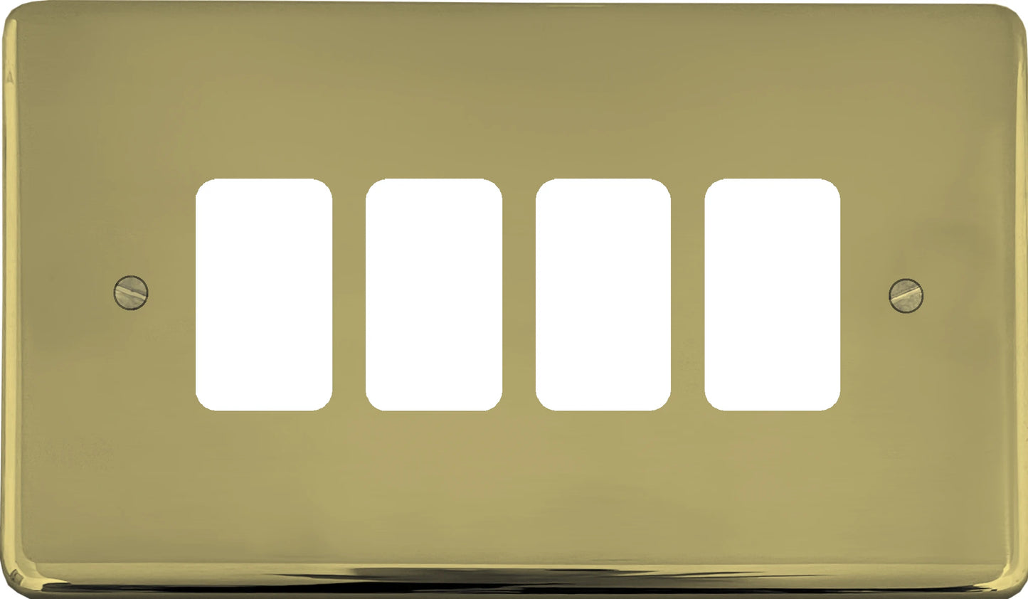 Contour Polished Brass 4 Gang Grid Plate