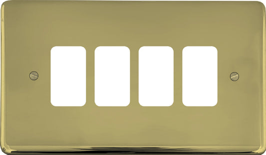 Contour Polished Brass 4 Gang Grid Plate