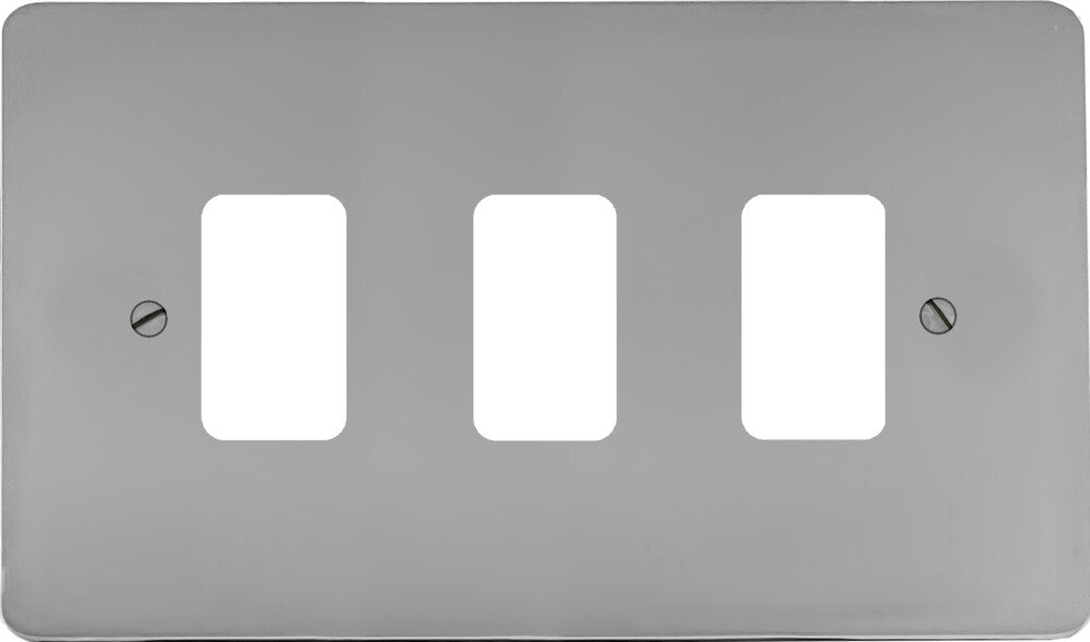 Flat Polished Chrome 3 Gang Grid Plate