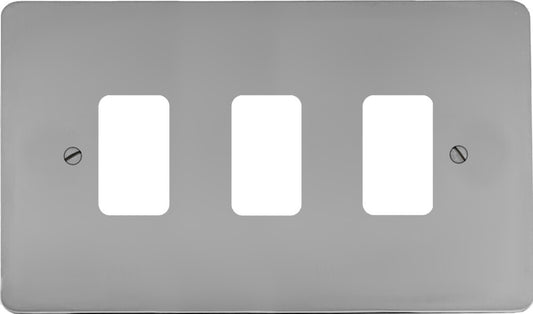 Flat Polished Chrome 3 Gang Grid Plate