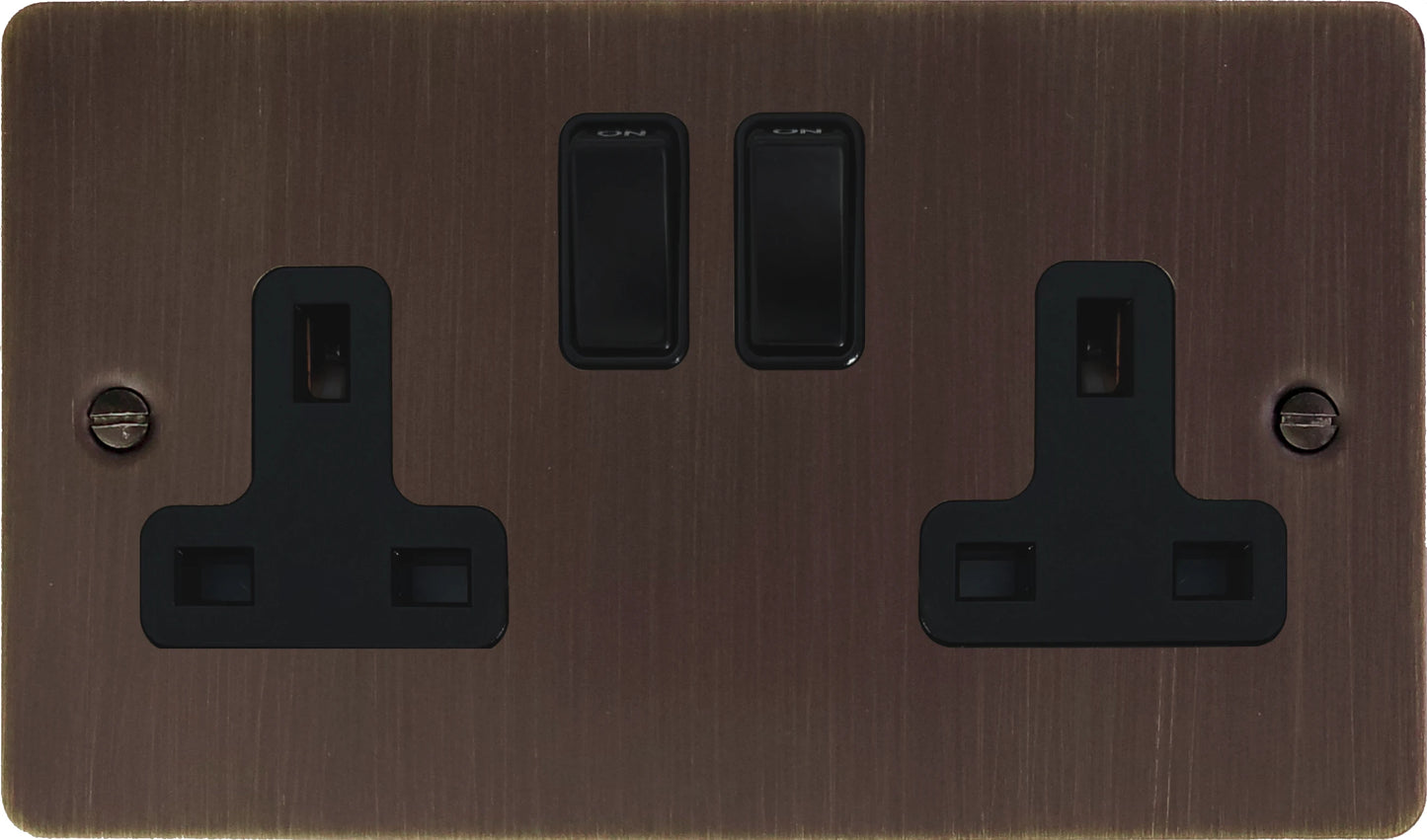 Flat  Antique Copper  2 Gang Socket