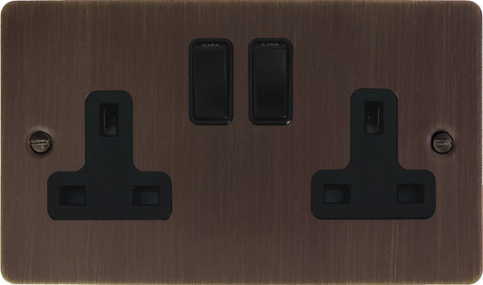 Flat  Antique Copper  2 Gang Socket