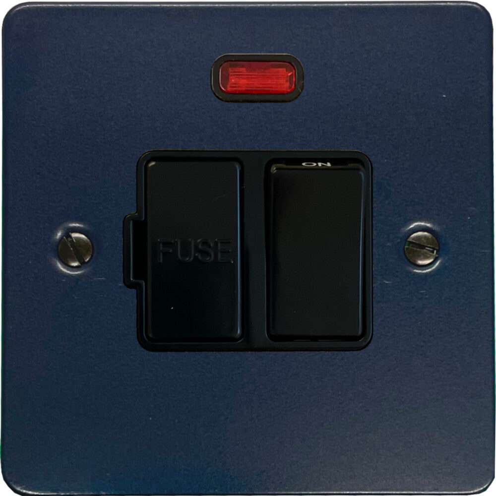 Flat Blue Switched Fuse Spur with Neon (Black Switch)