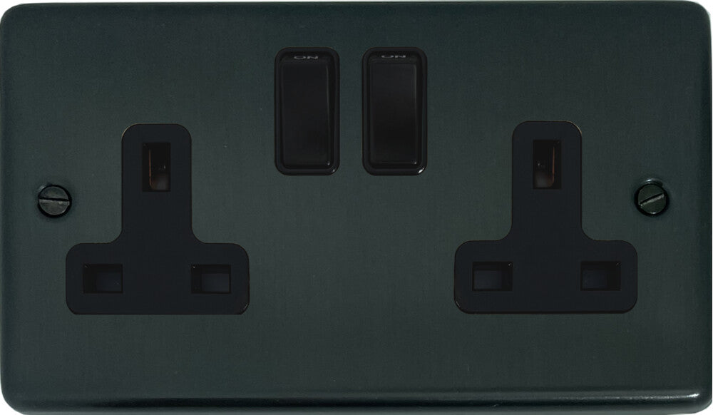 Contour  Black Bronze  2 Gang Socket