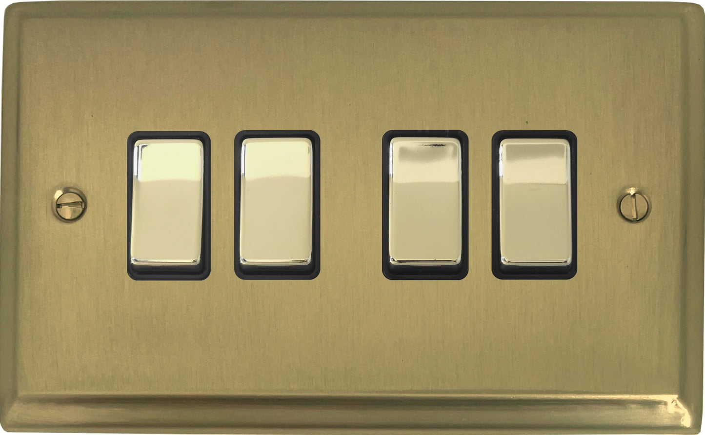 Deco Satin Brass 4 Gang Switch