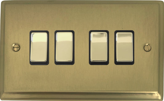 Deco Satin Brass 4 Gang Switch