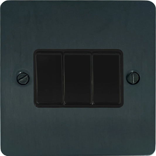 Flat Black Bronze 3 Gang Switch