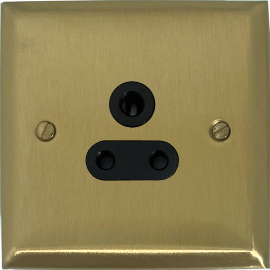 Spectrum Satin Brass 5 Amp Socket (Black Plastic)