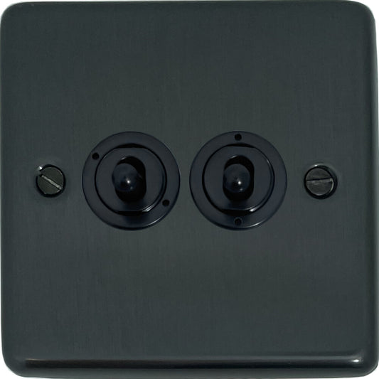 Contour Black Bronze 2 Gang 2 Way Toggle (Flat Black Toggle)