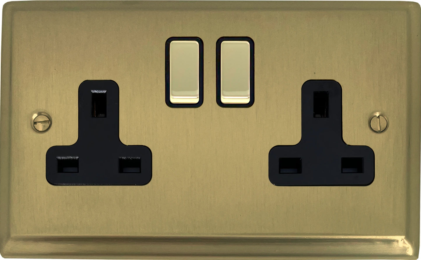 Deco  Satin Brass  2 Gang Socket