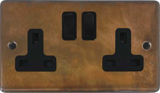 Contour  Tarnished Copper 2 Gang Socket