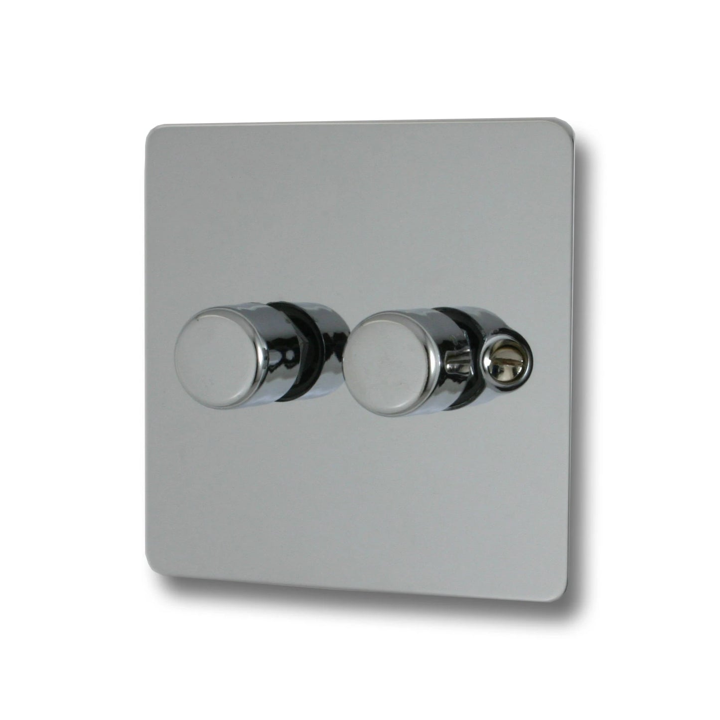 Flat Polished Chrome 2 Gang 120W LED Dimmer