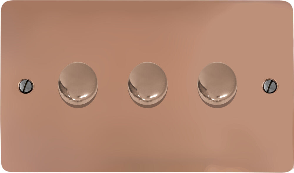Flat Bright Copper 3 Gang Dimmer LED