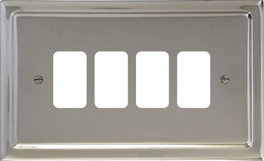Victorian Polished Nickel 4 Gang Grid Plate