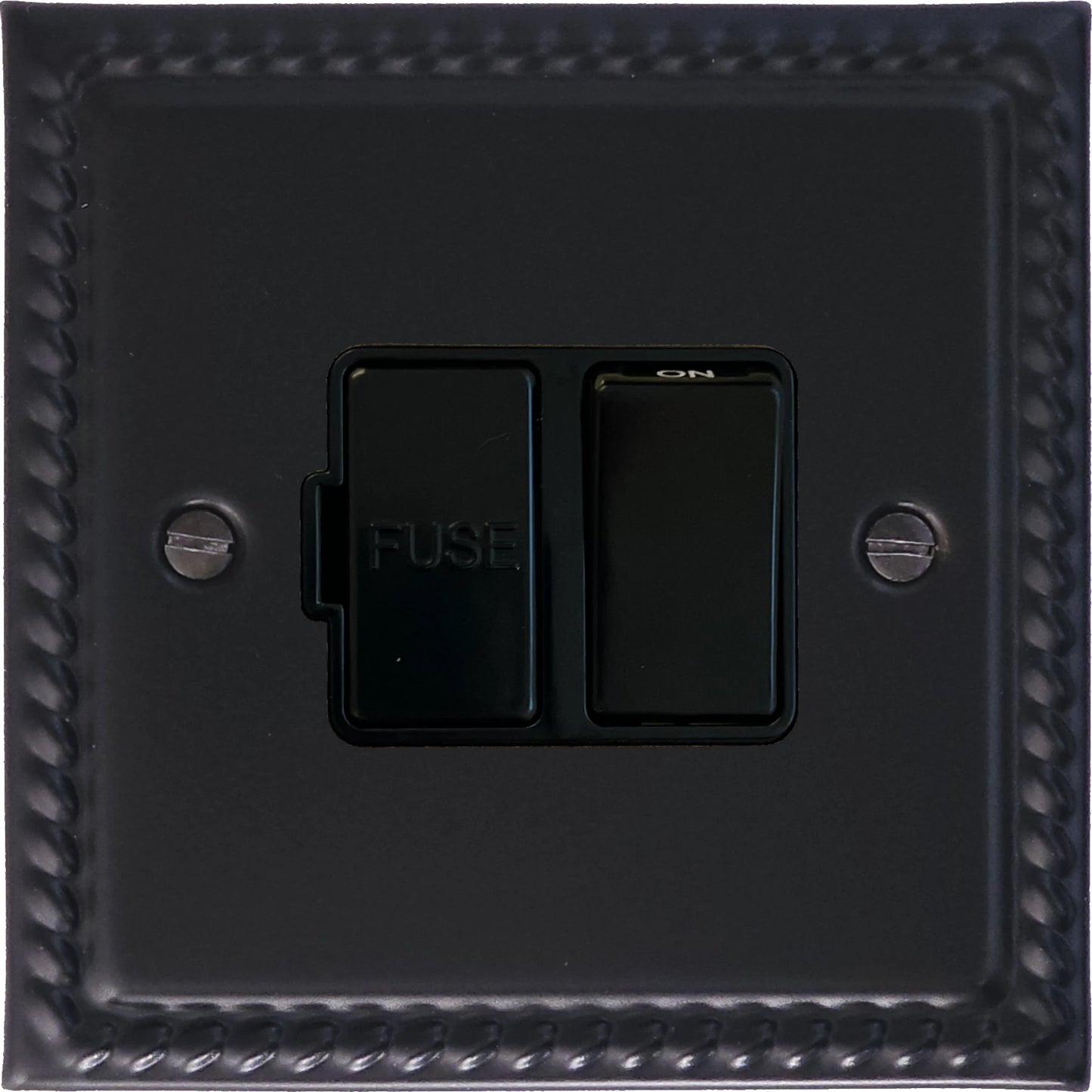 Georgian Flat Black Switched Fused Spur (Black Switch)